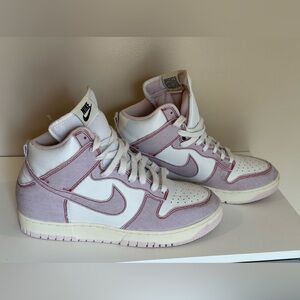 Nike Dunk High White Pink Canvas Sneakers Women’s | Retro Streetwear | Size 11.5
